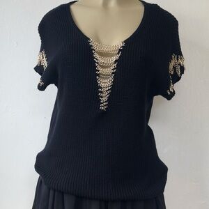 Jennifer Lopez Black Knit Top